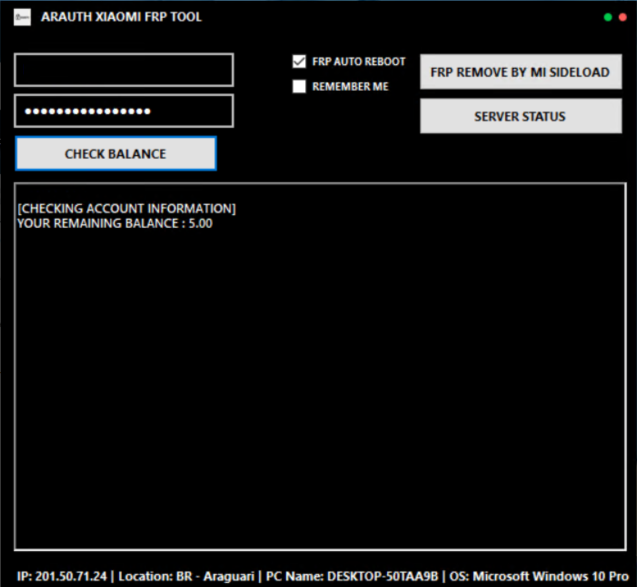 ARAUTH XIAOMI FRP TOOL 1 FRP POR APARELHO (Manual credit)