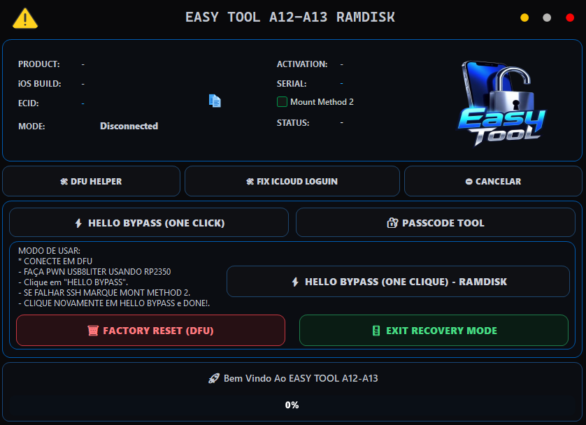 Easy Tool A12-A13 Hello Sem Sinal - (Raspberry Pi Pico 2 RP2350)