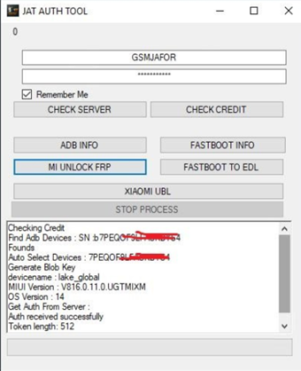 JAT AUTH TOOL AUTO API EXISTING USER Flash/EFS/Mi Cloud Credit